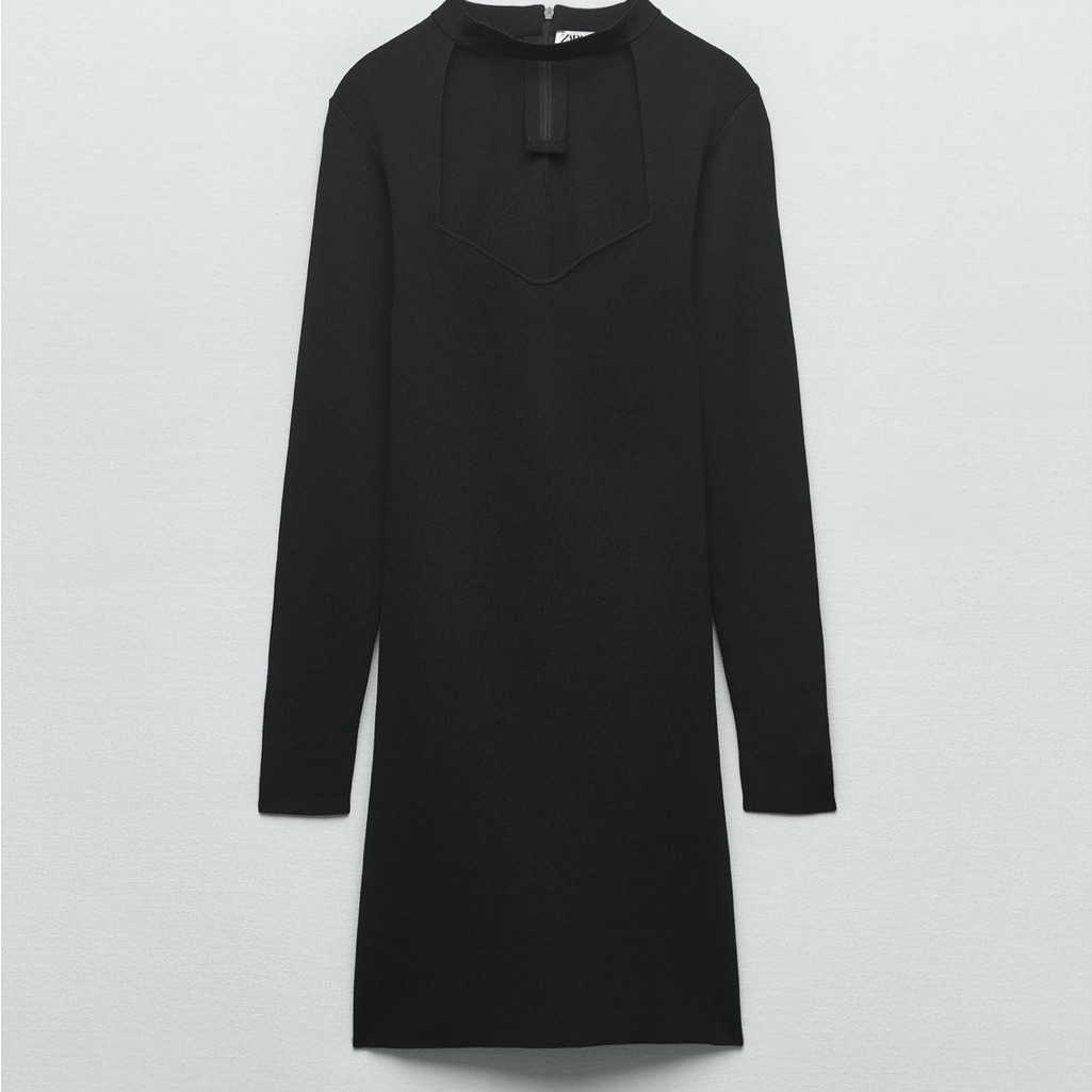 Zara Classic Black Long Sleeve Knit Dress